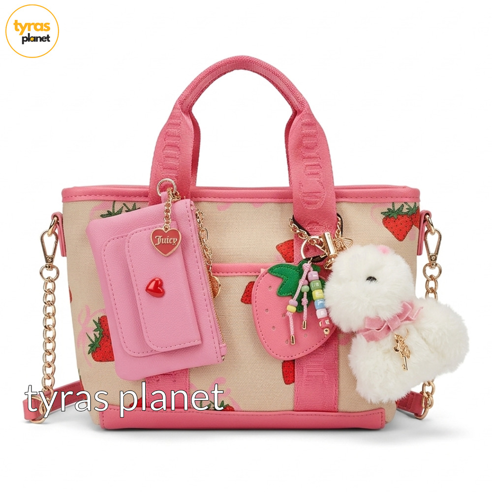 Juicy Couture Strawberry Festival Mini Bag Sandstone Multi Crossbody‎ Charm Set